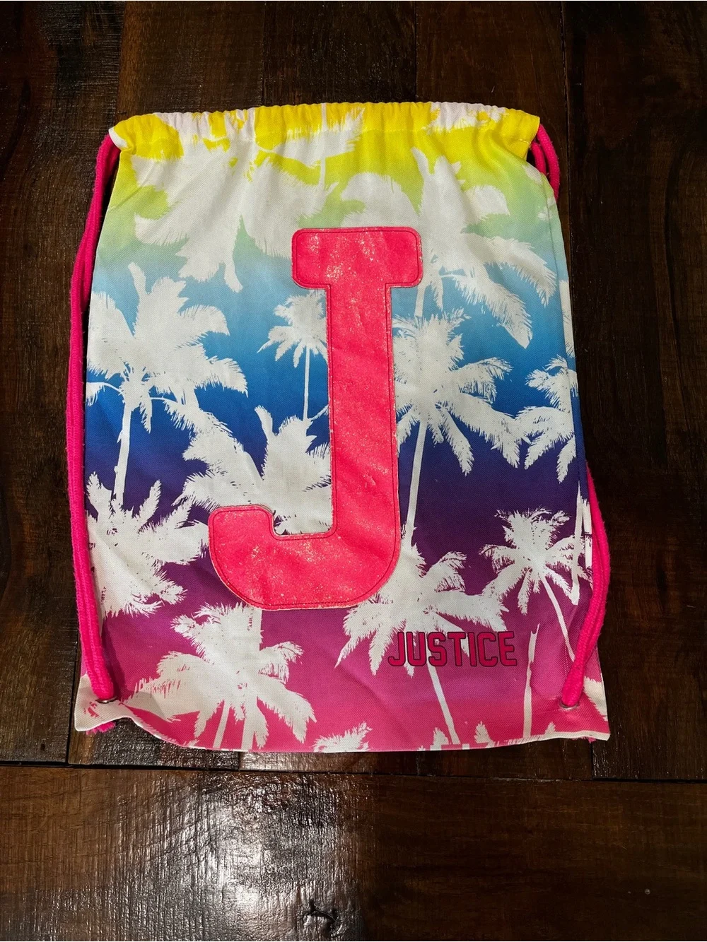 Justice Gradient Palm Drawstring Bag - Hot Pink J